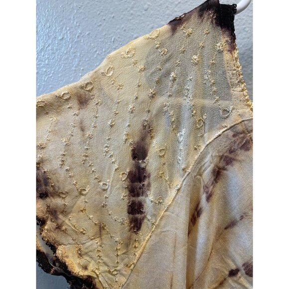 Tie-Dye Womens Free Size Dress Beach By Exist Orange & Brown Floral Embroidery - Picture 7 of 11